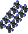 10 Pack Inline Manifold Union Fittings 4 Way 6mm OD 15/64 Inch Pneumatic Push To Connect Tube Fittings Plastic Quick Release Connectors