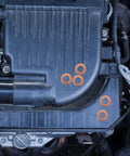 200 Pcs Copper Gasket Washers Assortment Kit for auto body welding on engine component, flat sealing washers visible