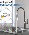 No Sweat Faucet Hose Adapter With Adjustable Ring For Kitchen Sink And Garden Spraying Heavy Duty Reinforced Tube connected to faucet.