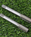 9/16-20 HSS Tap Set for Bicycle Crank Repair with left and right threaded taps on green background