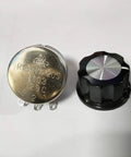5K Ohm 6mm Shaft Rotary Taper Potentiometer With Knob, Carbon Film, Single Turn, 3 Terminals, Round Shaft, Compact 25x14mm Body