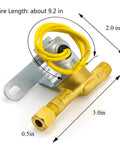 Brass humidifier solenoid valve with yellow 24V coil and threaded brass fittings (front view)