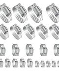 24 Piece Adjustable Stainless Steel Hose Clamps Set Ranging From One Quarter Inch To Two Inches (Six To Fifty One Millimeters) Hose Clamp Assortment Kit For Home Garden And Automotive Use