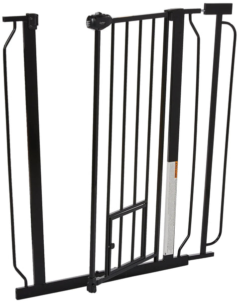 Extra Tall Walk Through Dog Gate For Doorways And Bottom Of Stairs 36 Inch Metal Pet Gate With Small Pet Door Adjustable Black