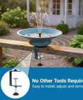 Solar Bird Bath For Deck Railing With Detachable Metal Bowl And 3.5 Inch Clamp, 2 In 1 Bird Feeder And Fountain installed on rail