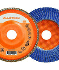 AllSteel Flap Discs 15W454 Pack Of 10 40 Grit 4-1/2 Inch Abrasive Discs showing front and back details