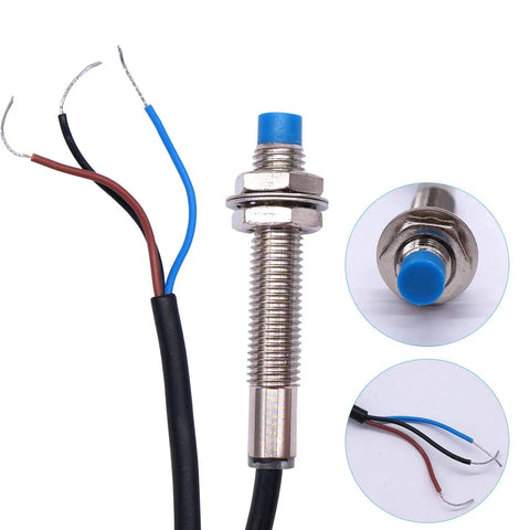 Inductive Proximity Sensor 8Mm M8 LJ8A3-2-Z/BX NPN Normally Open, 2Mm Sensing Distance, DC 6-36V, metal cylindrical body with wires