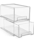 Must-Have Large Clear Stackable Storage Drawers 2-Pack With Handles Easy Pull-Out Plastic Organizer Bins For Closet, Pantry