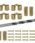 Hidden Brass Barrel Hinges Set 8mm 8 Pieces With 16 Screws And 1 Drill Bit For Wooden Jewelry Boxes DIY Crafts