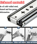 Top Shelf Heavy Duty Drawer Slides For Dining Tables And Cabinets Full Extension Runner Rails close-up of cold-rolled steel, measuring thickness.