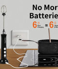 3-In-1 No-Fuss Rechargeable Milk Frother Handheld Foam Maker with USB stand next to a pot on a stovetop