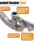 Fuzbalty 1 Inch Emc Conduit Bender Heavy Duty Aluminum Die Cast Pipe Bending Tool with built-in level for accurate bends.