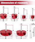 Six Piece PVC Pipe Reamer Kit For Drills, Plastic PVC Socket Saver Set dimensions with sizes from three quarters inch to four inch