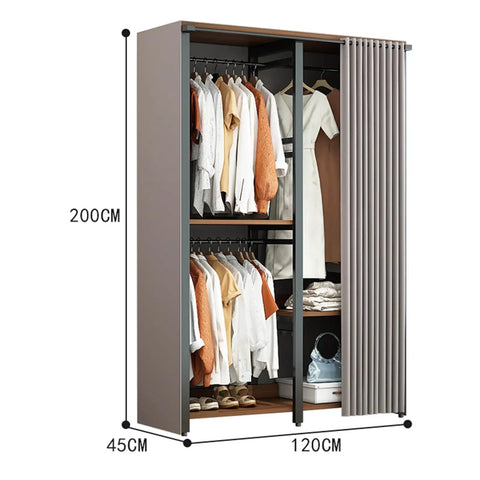 Slick Heavy Duty Walk In Closet Organizer Island With Durable Fabric Enclosure Cover And Three Robust Hanging Rails For Massive Wardrobe Upgrades And Zero Hassle Assembly In Black, showing dimensions and clothing storage.