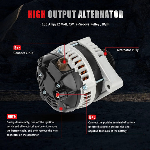 Beefed Up 130 Amp 12 Volt High Output Alternator For Honda Accord 2.4L 2008 2012 And Acura TSX 2.4L 2011 2013 with labeled parts