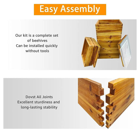 Five Layer Langstroth Beehive Starter Kit Dipped In 100 Percent Beeswax Coated Hive with easy assembly instruction