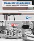 Comparison of cluttered cord setup versus organized Heavy Duty Power Strip With 20 Amp Surge Protector 1200J wall-mounted.