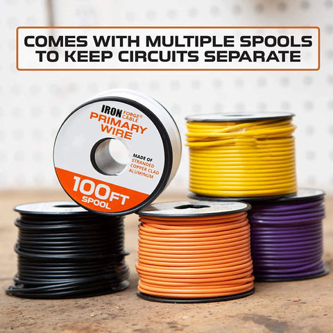 Spools of 600 Ft 14 Gauge Automotive Wire Kit With 6 Color Assortment 100 Ft Per Roll Copper Clad Aluminum PVC Insulated Wire