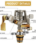 Heavy Duty Brass Impact Sprinkler Heads With Adjustable 360 Degree Coverage For Lawns And Gardens 9 Pack detailed view of components