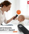 No Touch Forehead Thermometer For Adults Kids And Babies Infrared Temperature Checker With Non Contact Sensing And 1.18 Inch Range For Quick Accurate Readings PT3 Black, used on baby forehead