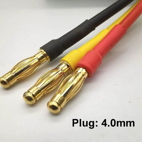 Gold bullet connectors with red, yellow, black wires 4.0mm, compatible with Beefy 3660 Brushless RC Motor 4650KV 1700W 120A 12V.