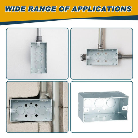 8 Pack 4 By 2 Inch Metal Electrical Boxes, 2-1/8 Inch Deep Square Junction Box, 16.5 Cu In Capacity, Galvanized Steel, wide applications