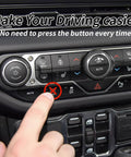 Finger pressing button in Jeep dashboard for Auto Start Stop Eliminator For Jeep Wrangler JL And Gladiator JT Plug And Play Car Accessory
