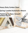 Straight Up Solid Carbon Steel Spring Loaded Plunger Latches Two Pack Heavy Duty Cabinet Bed Furniture Door Hardware with No Hassle Mounting Screws For Home Projects, showcasing spring-loaded design and polished surface.