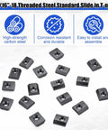 Bulk pack of 100 slide in T Nuts 15 series five sixteenths by eighteen UNC threaded steel T nuts for aluminum extrusion