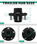 Trailer hub kit, 2-pack, 5-bolt 4.5-inch pattern with straight spindle wheel bearing kit; fits 1 in or 1-1/16 in spindles.