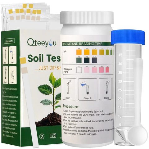 2-In-1 pH and Nitrogen Soil Test Kit With Strips For Lawn, Garden, Grass, Flowers and Vegetables, with tube and spoon