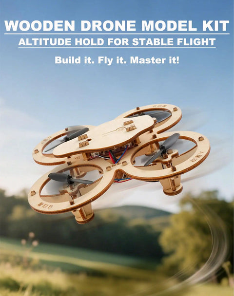 Hands On Wooden Drone Building Kit For Beginners Build Your Own RC Quadrotor With 4 Axis Flight Mini Wood Drone in flight outdoors