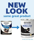 Painter's Touch Latex Paint In Semi-Gloss Black 32 Fl Oz Pack Of 2 showing new and old can designs side by side