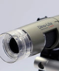 1.3MP USB Microscope With 20x To 90x Magnification, Long Working Distance, 1280x1024 Resolution, Smooth 30 FPS Video, MicroTouch Measurement, Removable Cap For Easy Object Access, Pro Grade Lab Work, Education, And DIY Inspections. close-up front lens