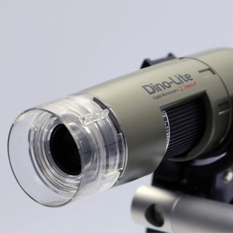 1.3MP USB Microscope With 20x To 90x Magnification, Long Working Distance, 1280x1024 Resolution, Smooth 30 FPS Video, MicroTouch Measurement, Removable Cap For Easy Object Access, Pro Grade Lab Work, Education, And DIY Inspections. close-up front lens