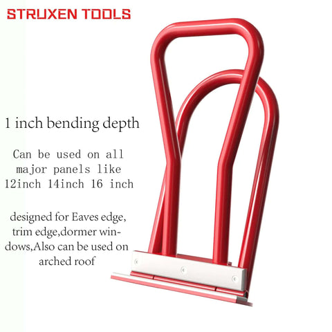 Eave Seam Locker T1 Edge Folding Tool With PVC Insert for double lock standing seam roof panels, red handle, 1-inch bending depth