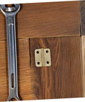 40 Piece Iron Miniature Hinges With Screws For Jewelry Box And Wooden Chest installed on a wooden surface