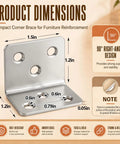 200 Pack Stainless Steel L Shape Corner Brackets With Screws For Right Angle Support dimensions 1.2x1.5 inches