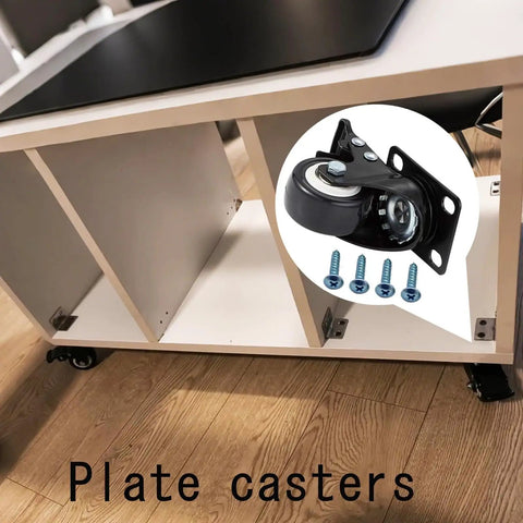 Heavy Duty Four Pack Two Inch Silent Glide Casters With Dual Lock Brakes Smooth Ball Bearing Swivel Wheels mounted on a utility cart.