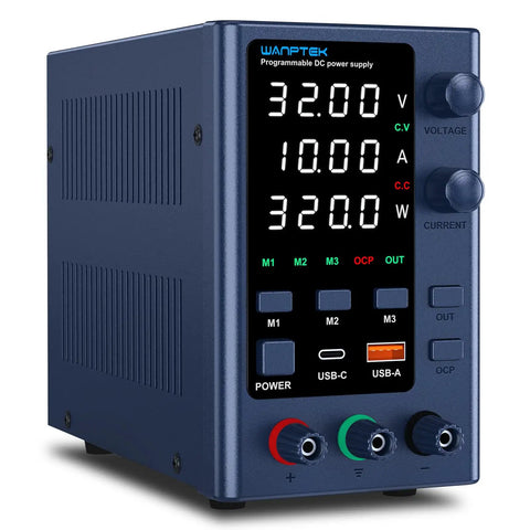 Pro Grade Bench Power Supply With Variable Output From 0 To 32 Volts And 0 To 10 Amps Memory Presets M1 M2 M3 Precision Encoder Dial