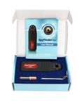Hidden Camera Detector And Spy Camera Finder For Hotels And Travel in box with user manual, battery, and accessories.