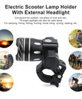 USB Rechargeable LED Headlight For Electric Scooters And Bikes, front light with adjustable focus, weatherproof, black, clamp view