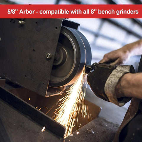 4 In 1 Diamond Grinding Wheel For Sharpening Woodturning Tools And HSS Blades, 8 Inch Diameter, 1 Inch Wide, in use on bench grinder