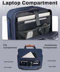 Rolling Laptop Bag For Men And Women 16 Inch Waterproof Wheeled Briefcase with file and accessories compartments open.