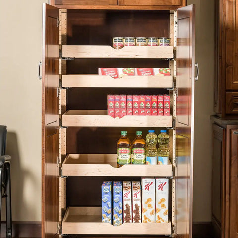 Beefy Shelf Bracket Kit 220 For 1.25 Inch By 58 And 9 Sixteenths Inch Shelves Includes 20 Brackets 4 Pilasters 40 Screws installed in pantry cabinet