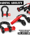 Two Pack 1/2 Inch D Ring Shackles With 5/8 Inch Screw Pins For Tow Straps, Winches, And Off Road Recovery, Heavy Duty Steel, Black and Red