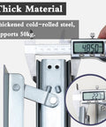 Heavy Duty Soft Close Drawer Slides Featuring Ball Bearings For Concealed Side Mount Extension On Desks And Cabinets Built Like A Tank Rock Solid Cold Rolled Steel Storage Setup Pair with measuring caliper.
