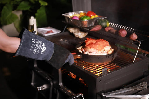 Heavy Duty Fireplace Gloves With Heat Resistant Leather Mitts With Solid Grip 16 Inch XL for cooking on a grill