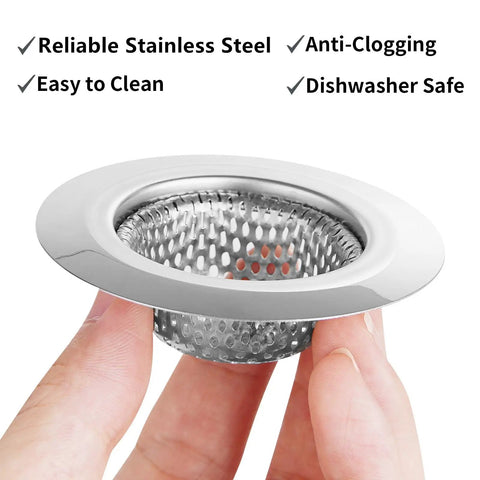 Two Pack Stainless Steel Bathtub Drain Strainers With Deep Basket Design Hair Catcher For Shower Drains And Bathroom Sinks