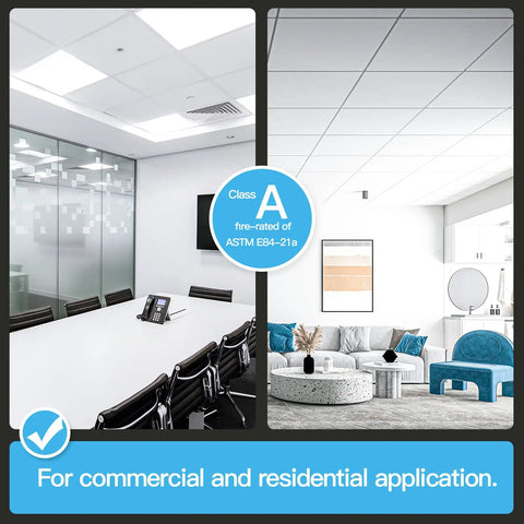 Drop Ceiling Tiles 2x2 Feet, 12-Pack White Premium PVC Panels That Withstand Water and Fire, Reusable No Sag, Easy DIY Cut with Knife or Saw, Covers 48 Sq Ft, Modern Smooth Finish